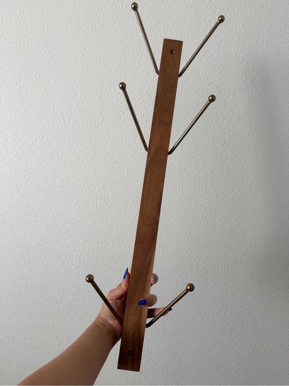 24" Wood & Metal Vertical Wall Rack Brown/Brass -  Brown/Brass